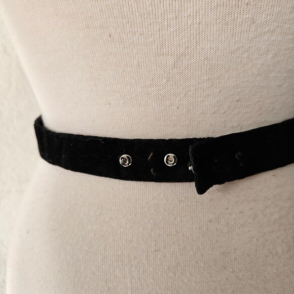 Vintage Gold Silver Bullion India Metal Embroidered Black Statement Waist Belt S - Picture 4 of 5